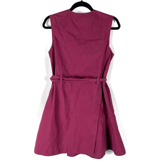 3.1 Phillip Lim Sleeveless V-Neck Belted Mini Dress Burgundy Button Sz 4 - Picture 13 of 14